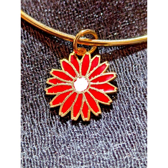 Vintage Daisy Charm Wire Bangle Bracelet attributed to Sarah Coventry (unsigned) - Picture 2 of 5